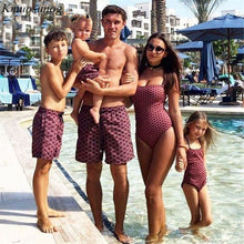 Load image into Gallery viewer, Family Matching Swimwear Polka Dot Print Sexy Swimsuit 2020 Mother and Daughter Clothes Beach Shorts Men Boys Family Look C0368