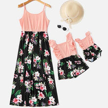 Load image into Gallery viewer, Family Matching Outfits Mother Daughter Dress Solid Ruffled Irregular Length Dress Mom Baby Daughter Dress Mommy And Me Clothes