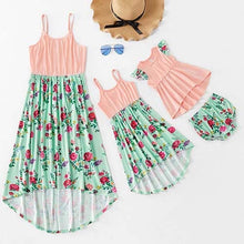 Load image into Gallery viewer, Family Matching Outfits Mother Daughter Dress Solid Ruffled Irregular Length Dress Mom Baby Daughter Dress Mommy And Me Clothes