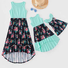 Load image into Gallery viewer, Family Matching Outfits Mother Daughter Dress Solid Ruffled Irregular Length Dress Mom Baby Daughter Dress Mommy And Me Clothes