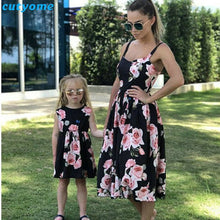 Load image into Gallery viewer, Family Look Mom And Daughter Sleeveless Dress Family Matching Clothes Floral Mommy And Me Party Dresses Mother Baby Girls Outfit