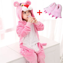 Load image into Gallery viewer, Cute Animal Kigurumi Pink Panther Woman Onesie Hooded Onesies For Kids Girl Adult One-Piece Pajamas Long Sleeve Sleepwear Pijama