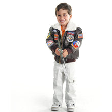 Load image into Gallery viewer, 2-12 years old 2019 winter PU leather A2 bomber flight jacket baby girl clothes  boy kids girls coat vintage Outerwear pilot
