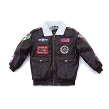 Load image into Gallery viewer, 2-12 years old 2019 winter PU leather A2 bomber flight jacket baby girl clothes  boy kids girls coat vintage Outerwear pilot
