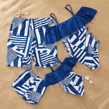 Load image into Gallery viewer, PatPat 2020 In Stock New Summer Navy Geometric Pattern Matching Swimsuits One-piece Family Look Swimwear
