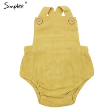 Load image into Gallery viewer, Mother and kids casual button dress Solid matching mom baby family clothes outfits cotton dress Cute baby romper summer dress
