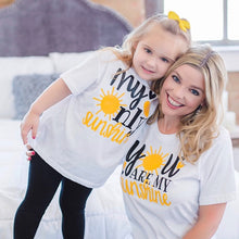 Load image into Gallery viewer, 1pc You Are My Sunshine My Only Sunshine Mommy and Daughter Matching Tshirts Family Look Shirts Mother Son Outfits Tops
