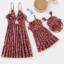 Load image into Gallery viewer, Family Matching Outfits Mother Daughter Dress Solid Ruffled Irregular Length Dress Mom Baby Daughter Dress Mommy And Me Clothes
