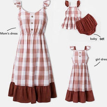 Load image into Gallery viewer, Family Matching Outfits Mother Daughter Dress Solid Ruffled Irregular Length Dress Mom Baby Daughter Dress Mommy And Me Clothes
