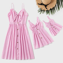 Load image into Gallery viewer, Family Matching Outfits Mother Daughter Dress Solid Ruffled Irregular Length Dress Mom Baby Daughter Dress Mommy And Me Clothes
