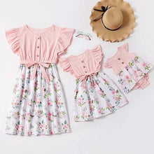 Load image into Gallery viewer, Family Matching Outfits Mother Daughter Dress Solid Ruffled Irregular Length Dress Mom Baby Daughter Dress Mommy And Me Clothes
