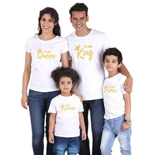 Load image into Gallery viewer, Summer mother and daughter clothes family matching outfits mommy and me look tshirt father mom son baby clothing King Queen
