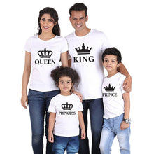 Load image into Gallery viewer, Summer mother and daughter clothes family matching outfits mommy and me look tshirt father mom son baby clothing King Queen
