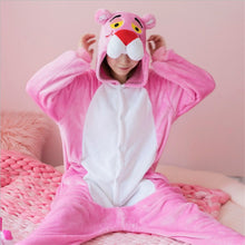 Load image into Gallery viewer, Cute Animal Kigurumi Pink Panther Woman Onesie Hooded Onesies For Kids Girl Adult One-Piece Pajamas Long Sleeve Sleepwear Pijama
